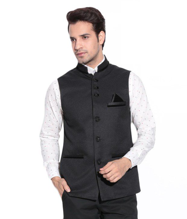 Alnik Black Linen Nehru Jacket - Buy Alnik Black Linen Nehru Jacket ...