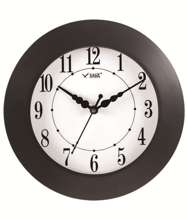Sage Quartz Jet Black & White Circular Wall Clock Buy Sage Quartz Jet