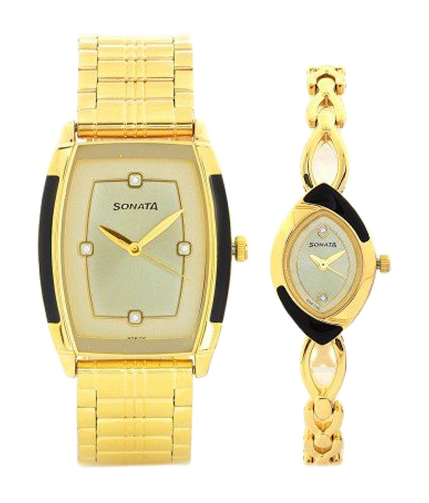 sonata gold watch