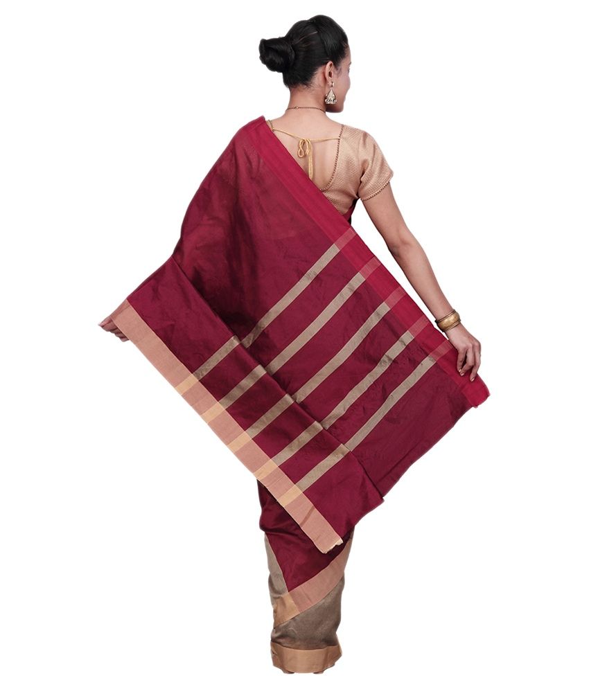 maroon cotton silk saree