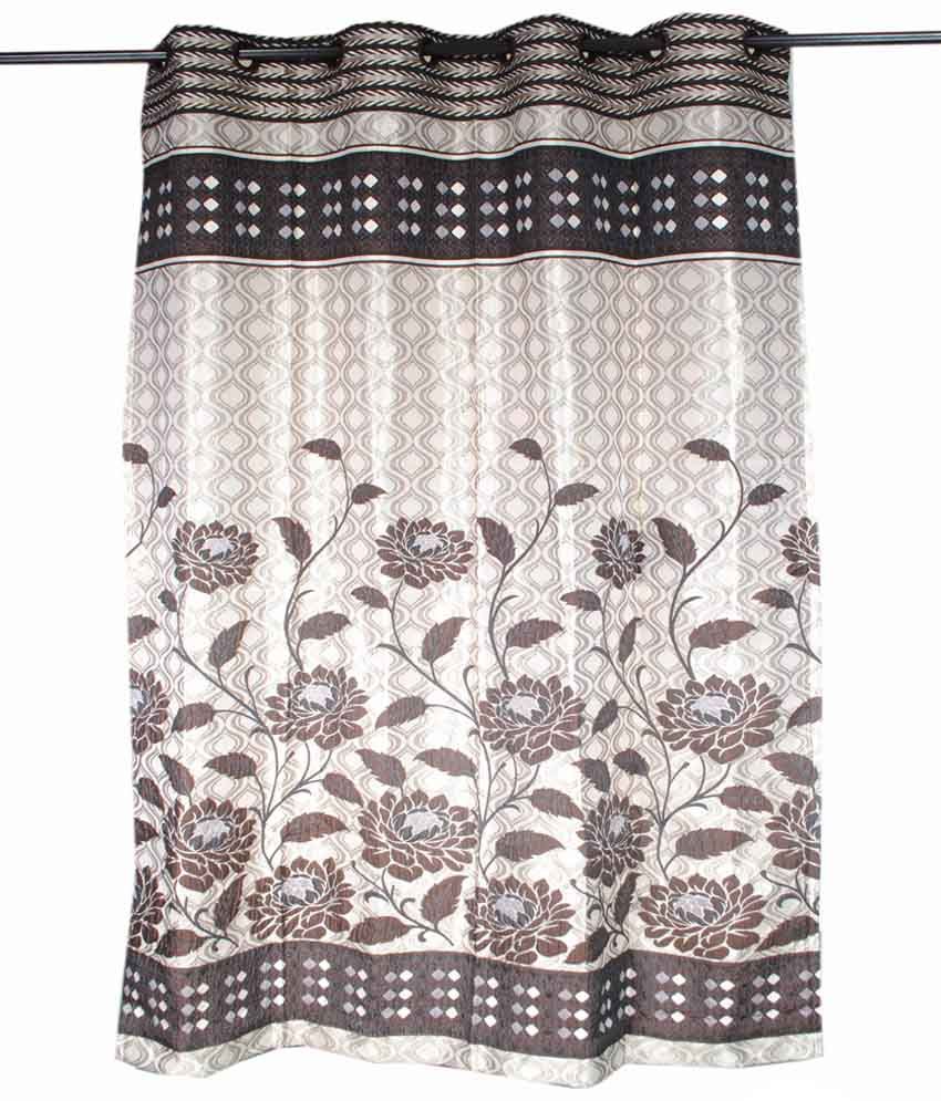 Krishna Curtains Single Door Eyelet Curtain Floral White Buy Krishna