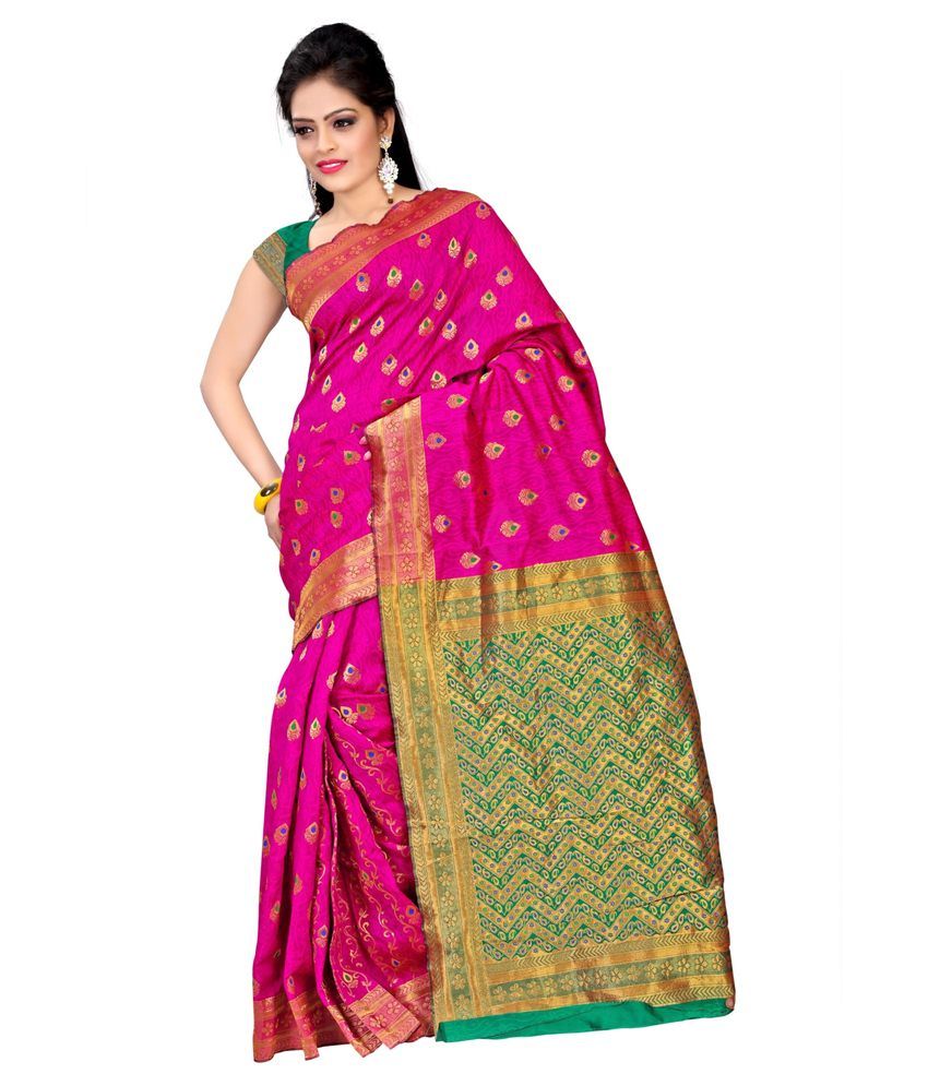 Azara Lifestyle Pink Silk Saree - Buy Azara Lifestyle Pink Silk Saree ...