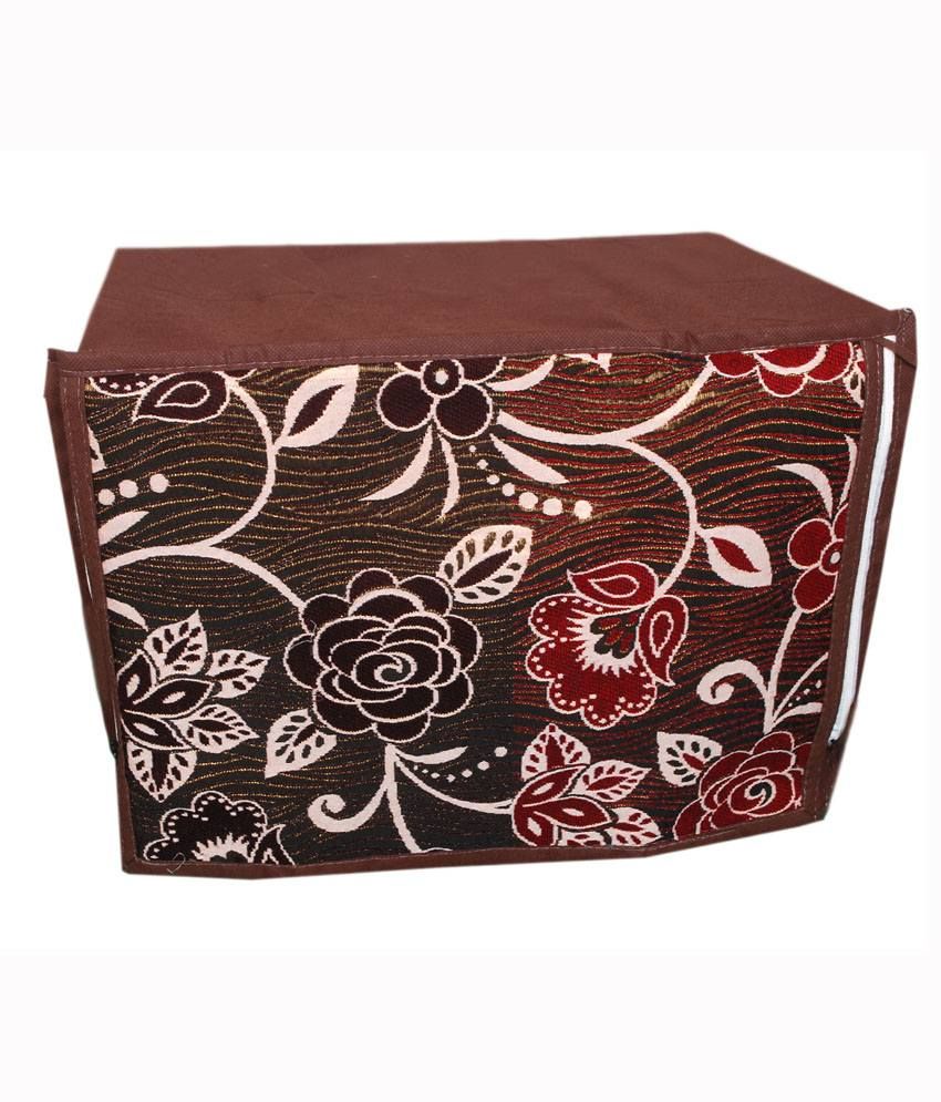     			E-Retailer'S Brown Flower Printed Microwave Oven Cover For 25 Ltr