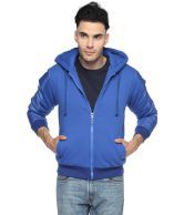 Campus Sutra Blue Full Sleeved Cotton Blend Quilted And Bomber Jacket