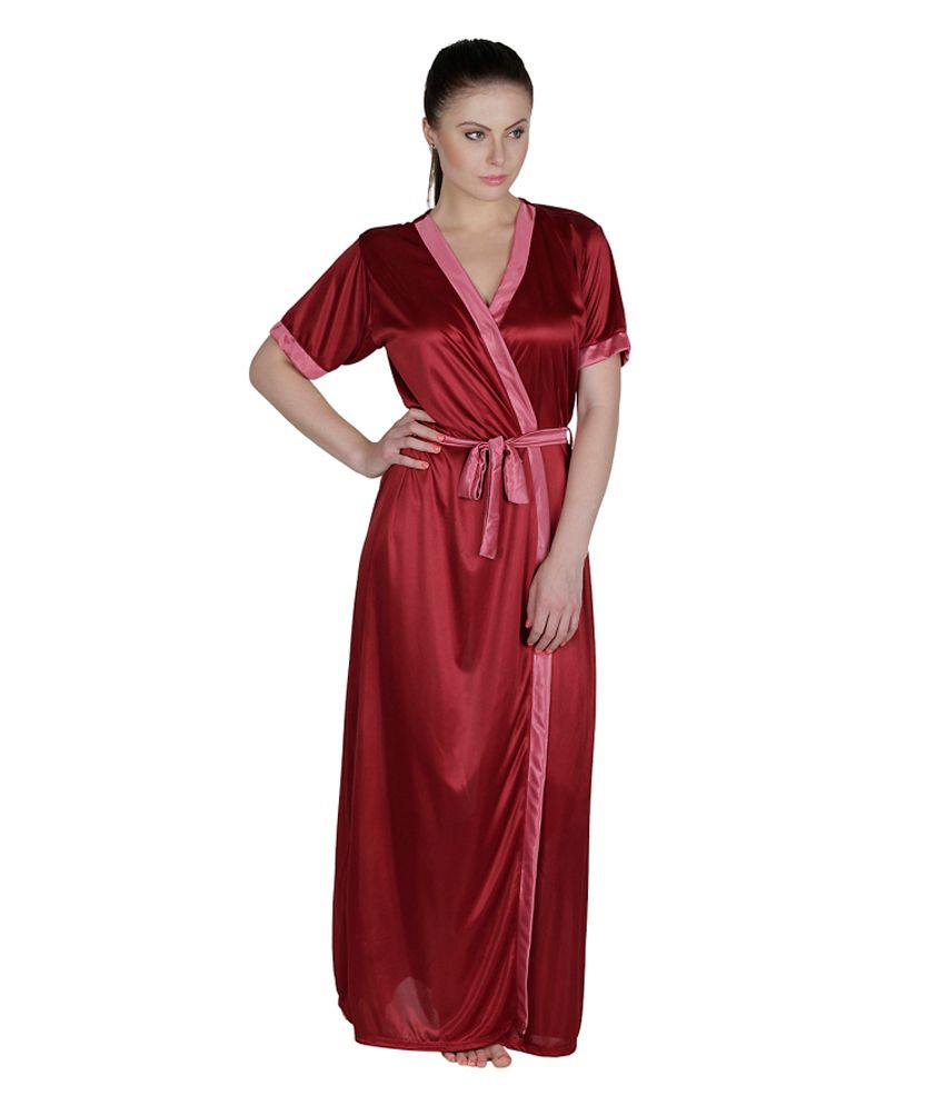 Buy Secret Wish Maroon Satin Robe Online at Best Prices in India - Snapdeal