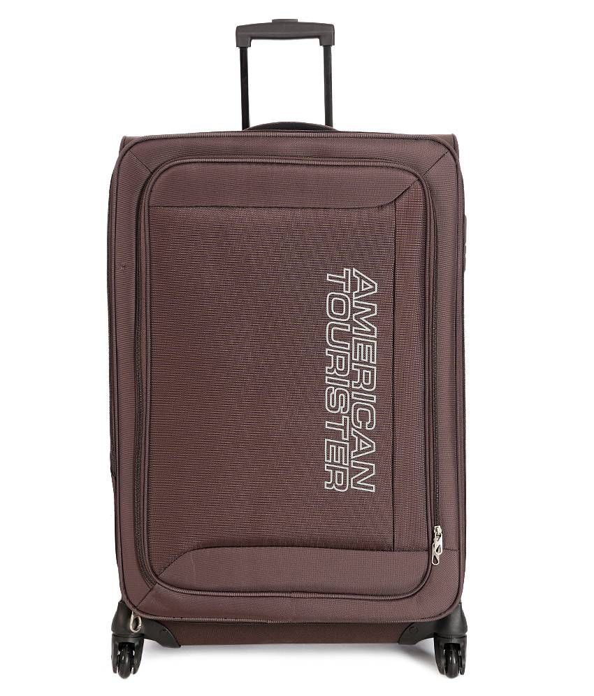 American Tourister Mocha Tobacco 4 Wheel Soft Luggage Trolley Size