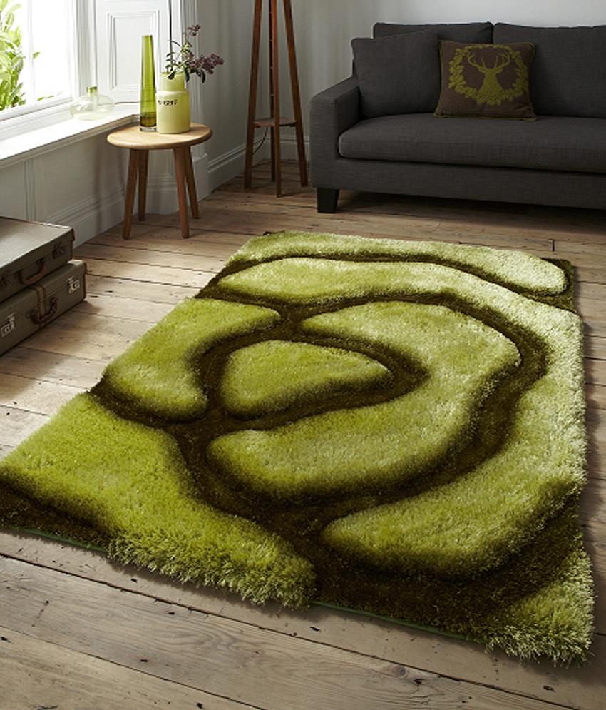Presto Green Colour Abstract 3D Shaggy Carpet 3X5 Ft. Buy Presto