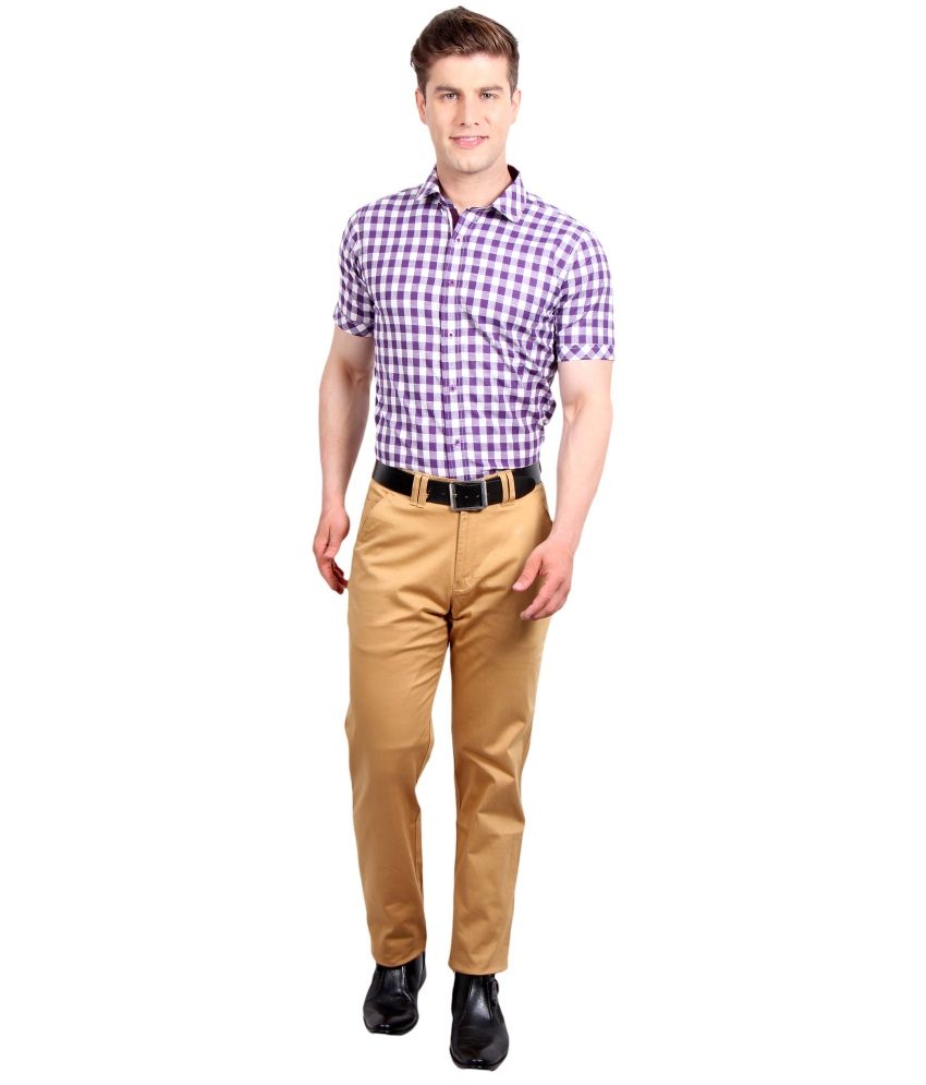 khaki chinos matching shirt