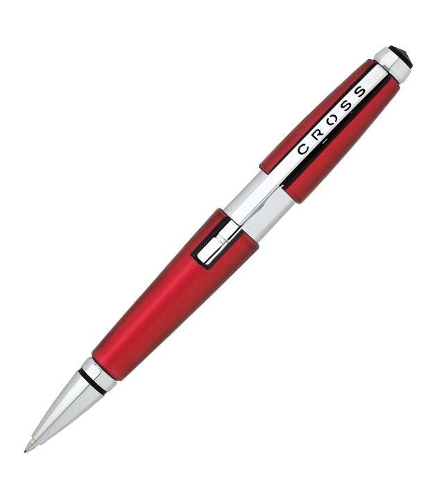     			Edge Red With Polished Chrome Centre Rolling Ball Pen