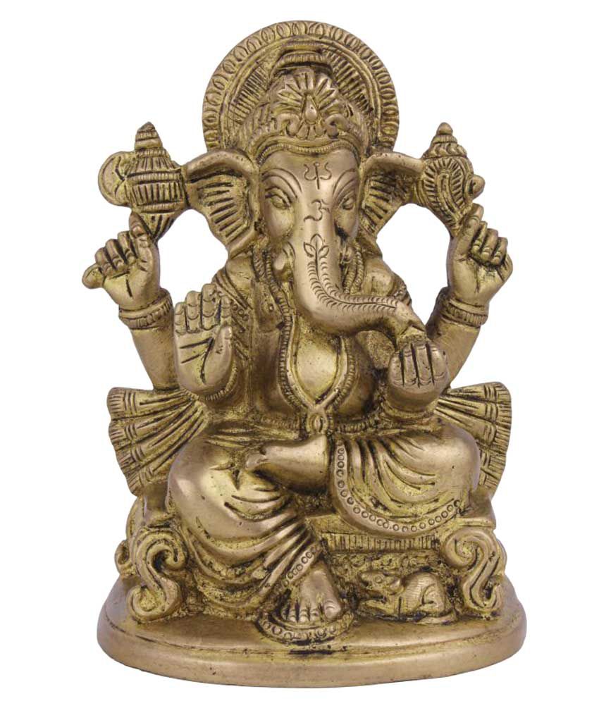ITOS365 Brass Sculpture Ganesha Hindu Religious Statue of God Idol 5.2 ...