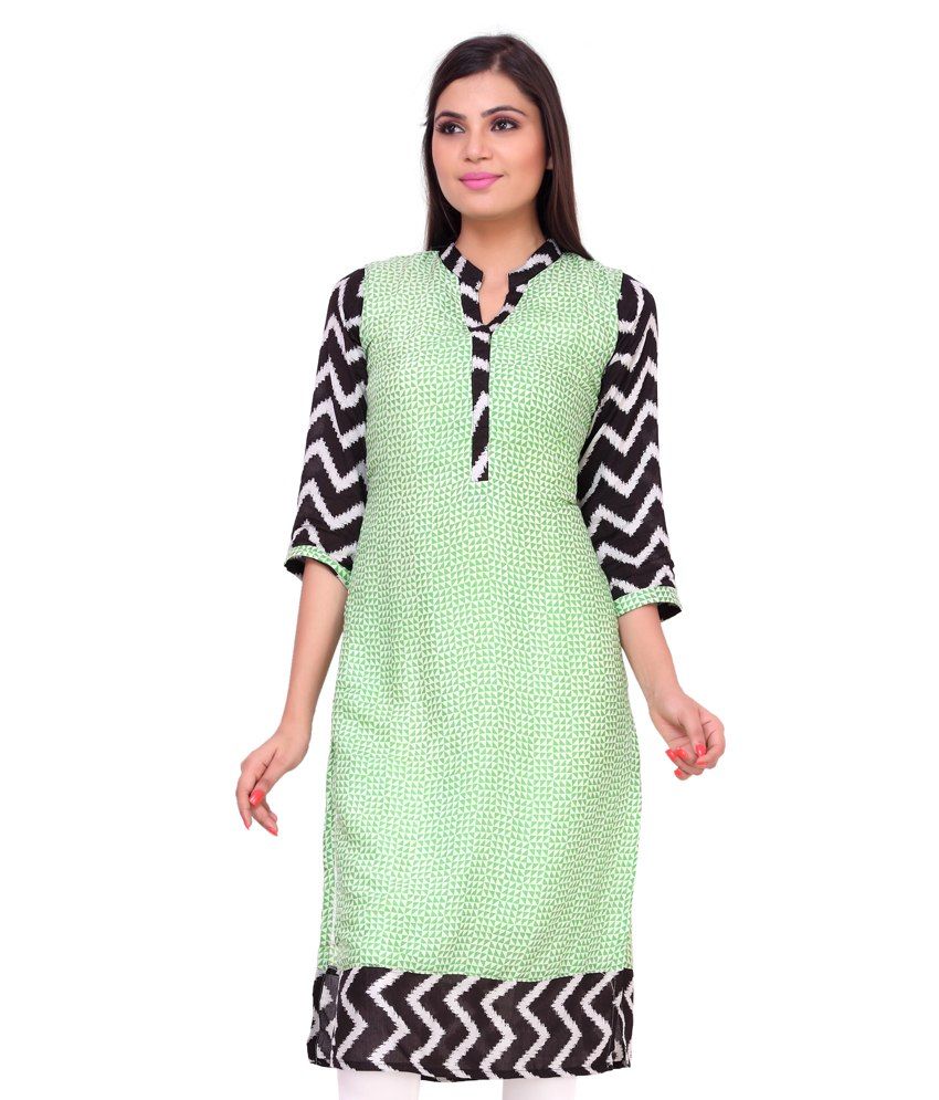 silk green kurti