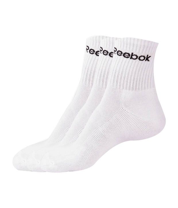 Reebok White Cotton Full Length Socks - Pack of 3: Buy Online at Low ...