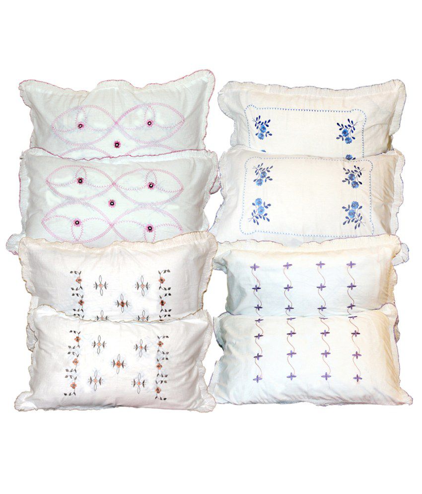     			Christy's Collection White Cotton Pillow Covers Set Of 8