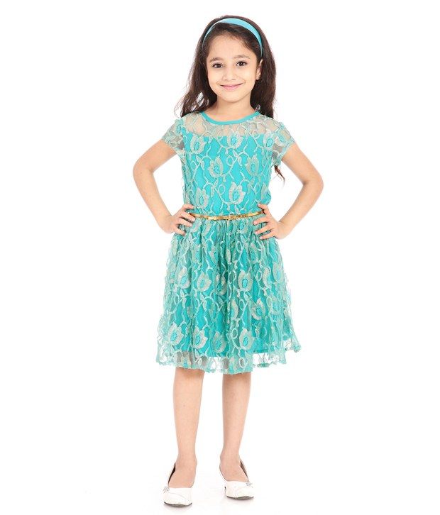 Posh Kids Turquoise Blended Dress - Buy Posh Kids Turquoise Blended ...