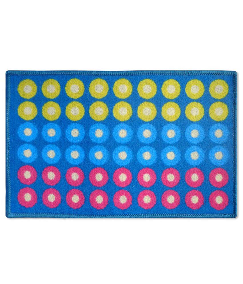     			Status Blue Geometrical Cotton Schenelle Floor Mat(Buy 1 Get 1)
