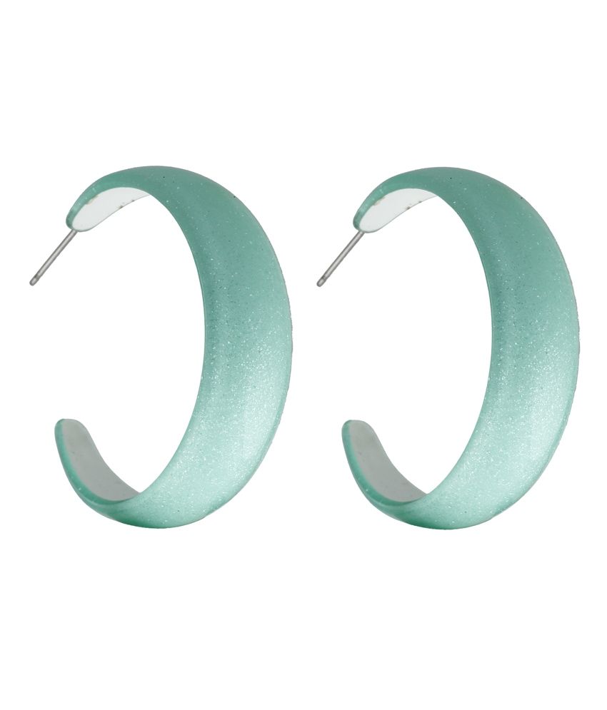 Aaishwarya Glittering Mint Green Hoop Earring Buy Aaishwarya Glittering Mint Green Hoop