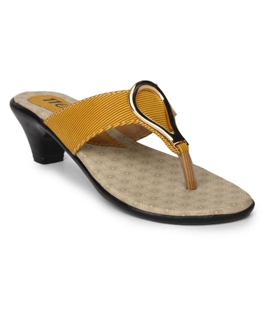 yellow slip on heels