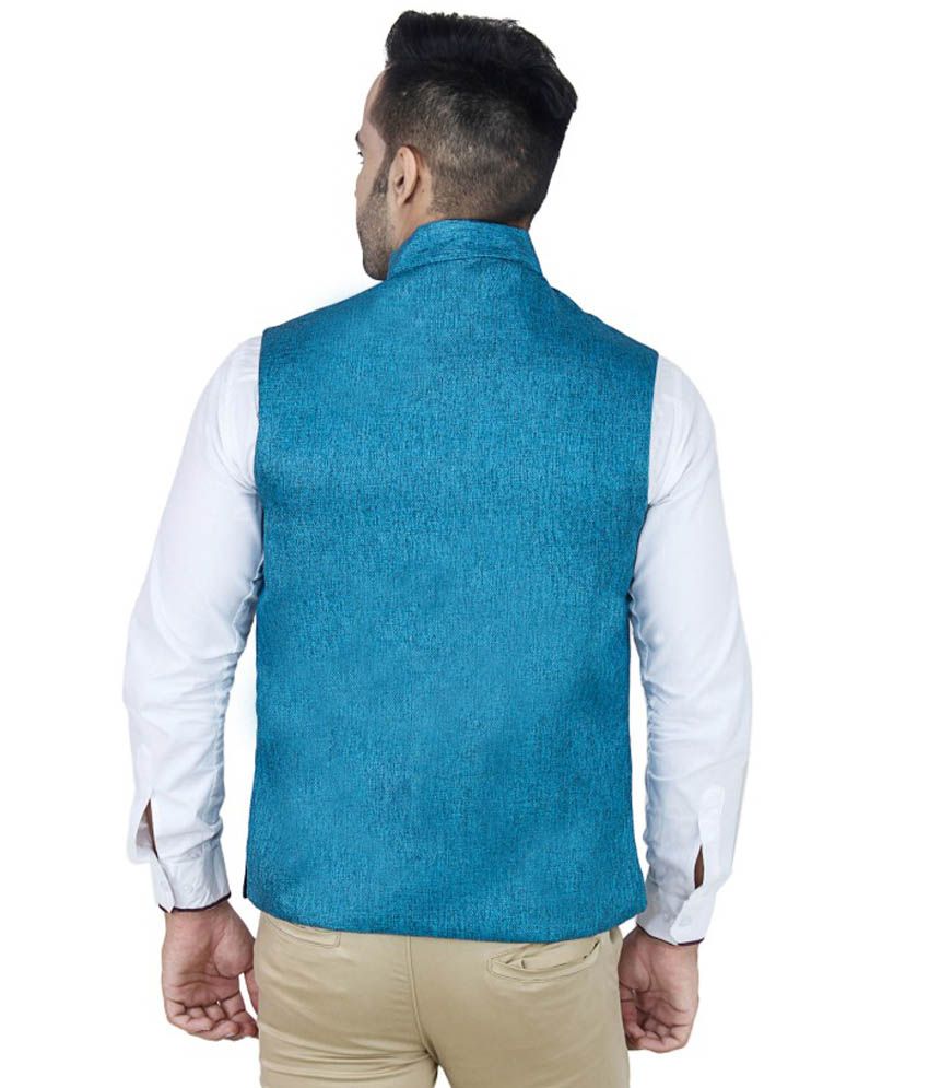 Axsglow Blue Cotton Waistcoat Buy Axsglow Blue Cotton Waistcoat