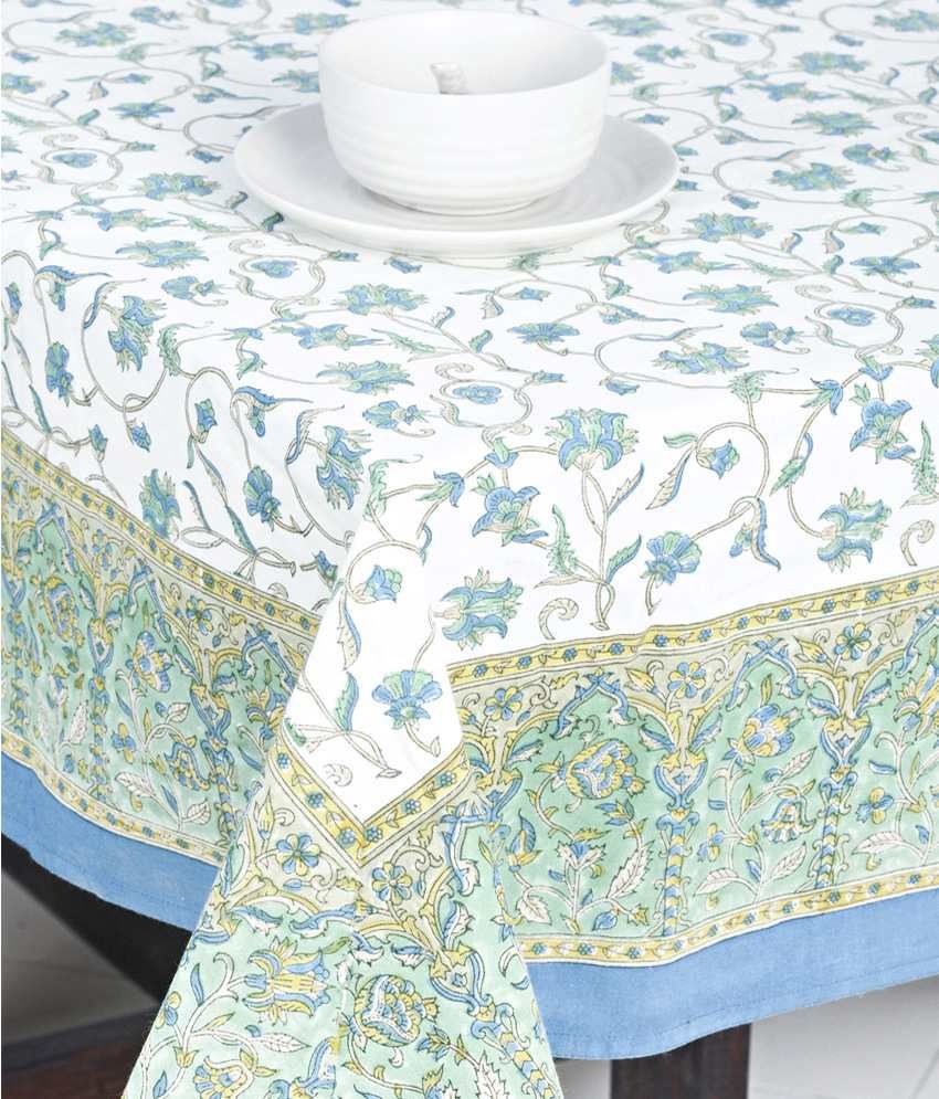 Fabindia Green Floral Table Cover 8 Seater Buy Fabindia Green Floral