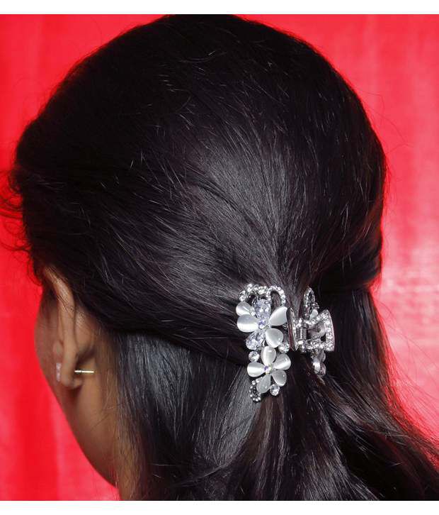 Much More New Fancy Design Silver Plated American Stone For Daily Wear Hair  Clutcher: Buy Online at Low Price in India - Snapdeal