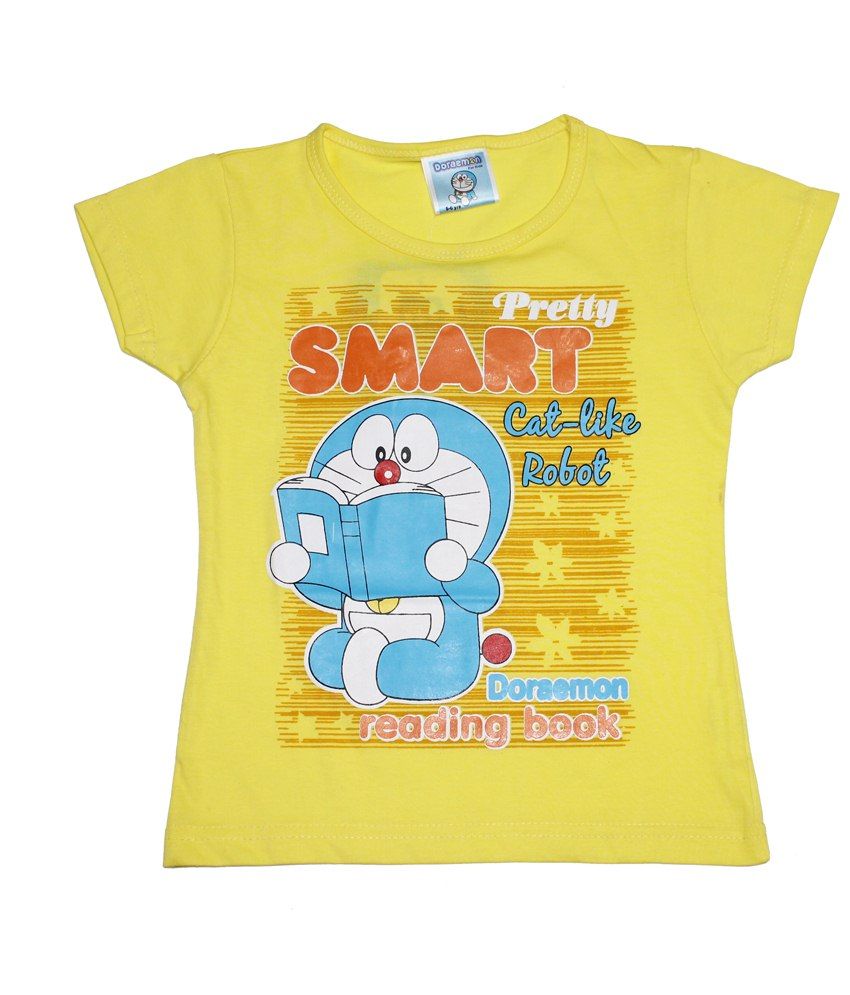  Doraemon  Yellow Blue Cat  Like Robot T Shirt for Girls 