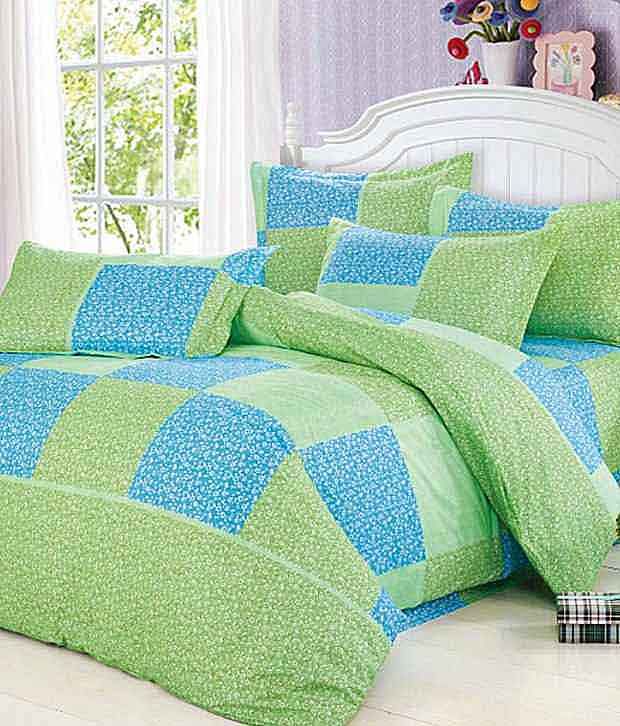 Royal Handloom Green And Blue Double Bed sheet Buy Royal Handloom