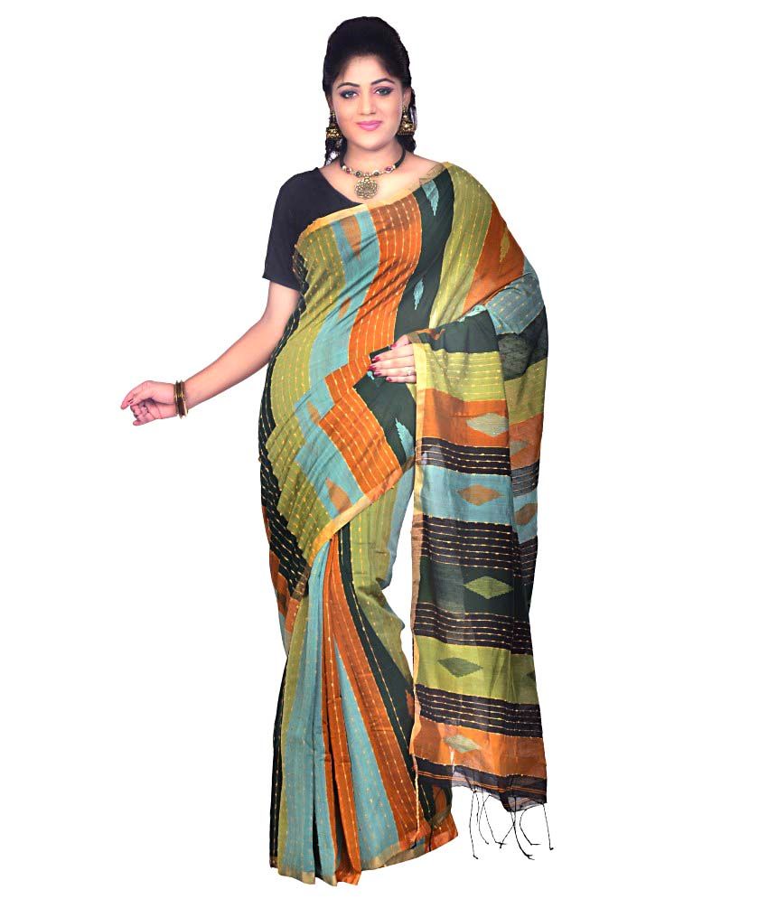 Bengal Handloom Saree Multi Cotton Silk Saree - Buy Bengal Handloom ...