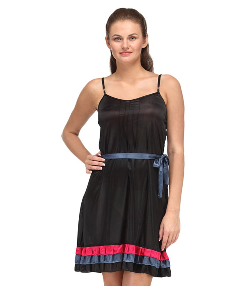 Buy Fashigo Black Satin Nighty Online At Best Prices In India Snapdeal 