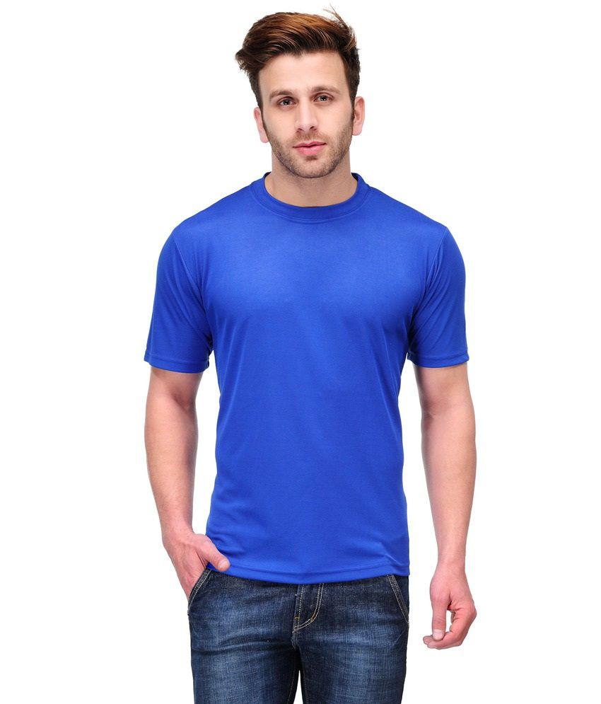 High Street Blue Cotton Blend Round Neck T-Shirt - Buy High Street Blue ...