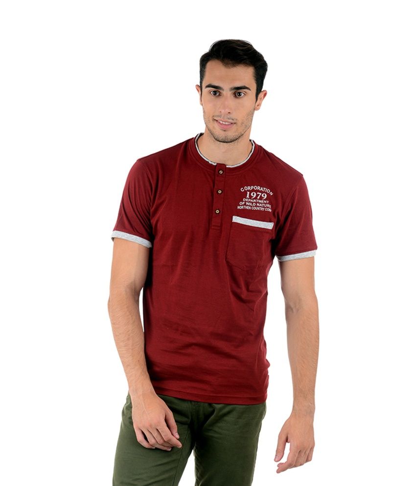 maroon henley t shirt