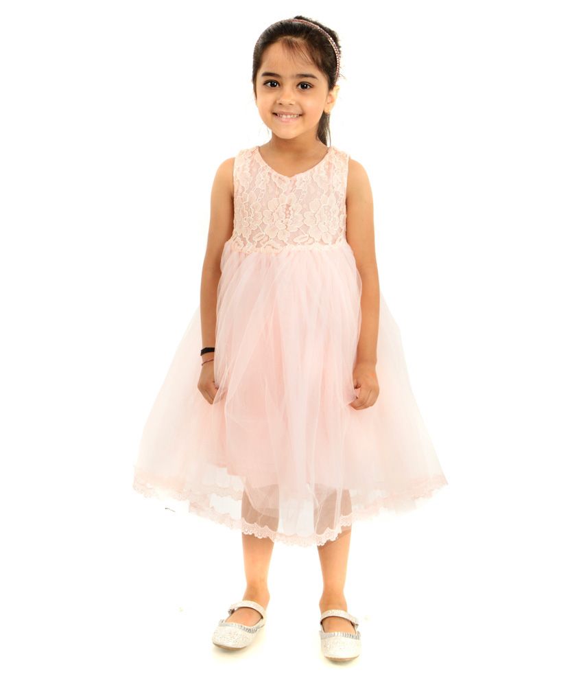 peach colour party frock