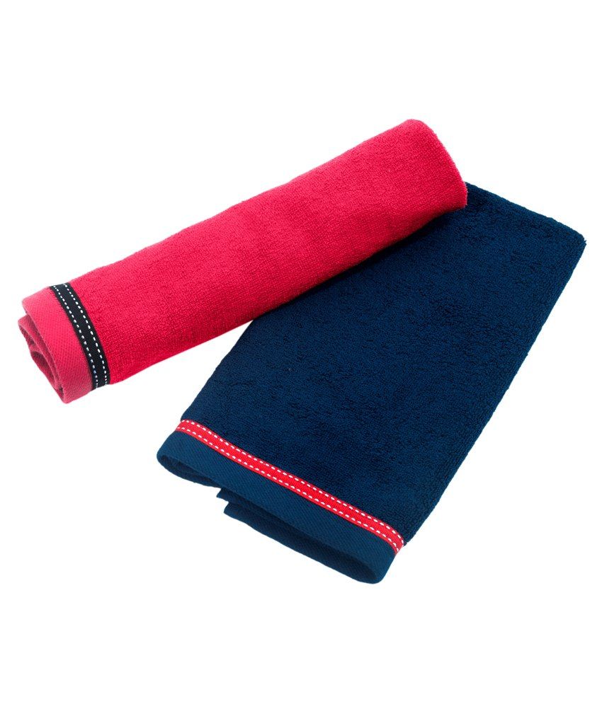 Homestrap Set of 2 Cotton Hand Towel Blue & Red Buy Homestrap Set