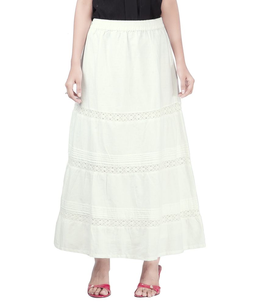 Buy SFDS White Cotton Maxi Skirt Online at Best Prices in India - Snapdeal