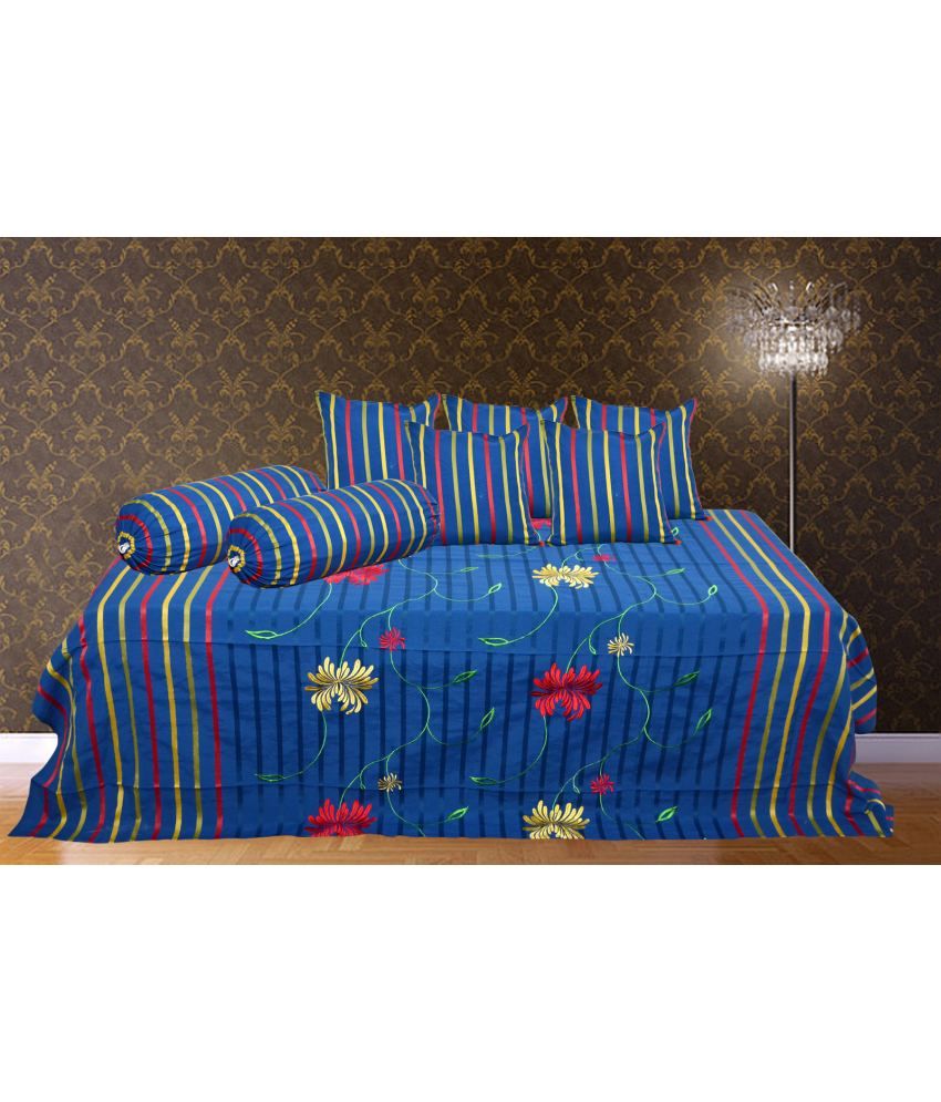 Tanya's Homes 1 Bed Sheet With 5 Cushion Covers And 2 Bolster Covers