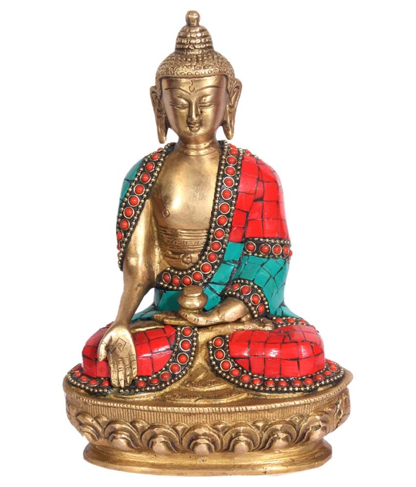 Divine Buddha Handicrafts Brass Buddha Statue With Nepali Stone Work ...