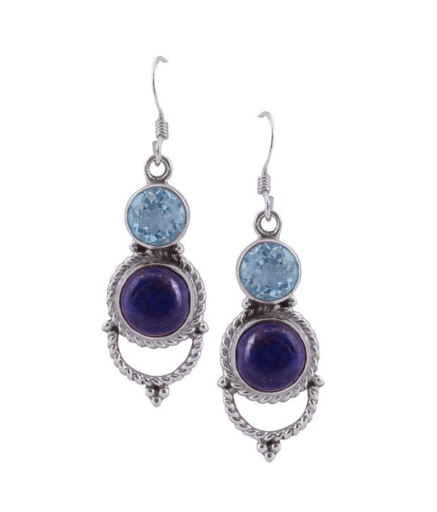 Zivah 92.5 sterling silver blue stone dangle earrings.: Buy Zivah 92.5 ...