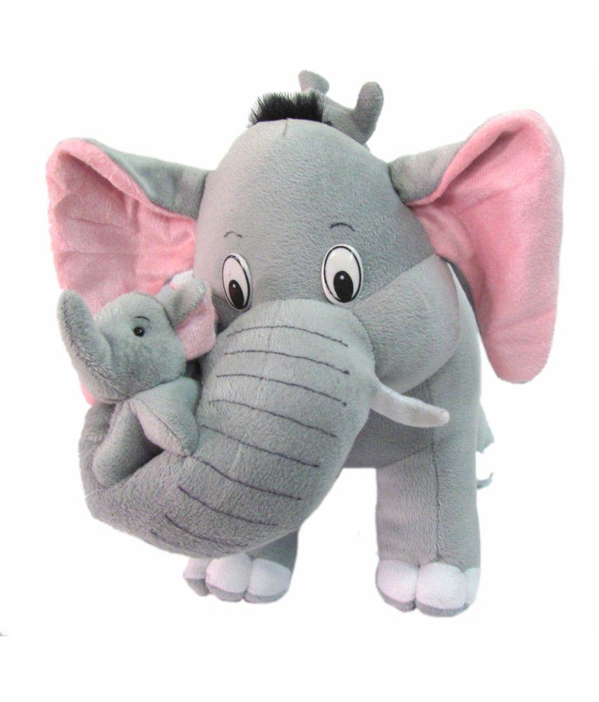     			Tickles Mother Elephant with Two Babies Stuffed Soft Plush Animal Toy for Kids Birthday Gift (Size: 32 cm Color: Grey)
