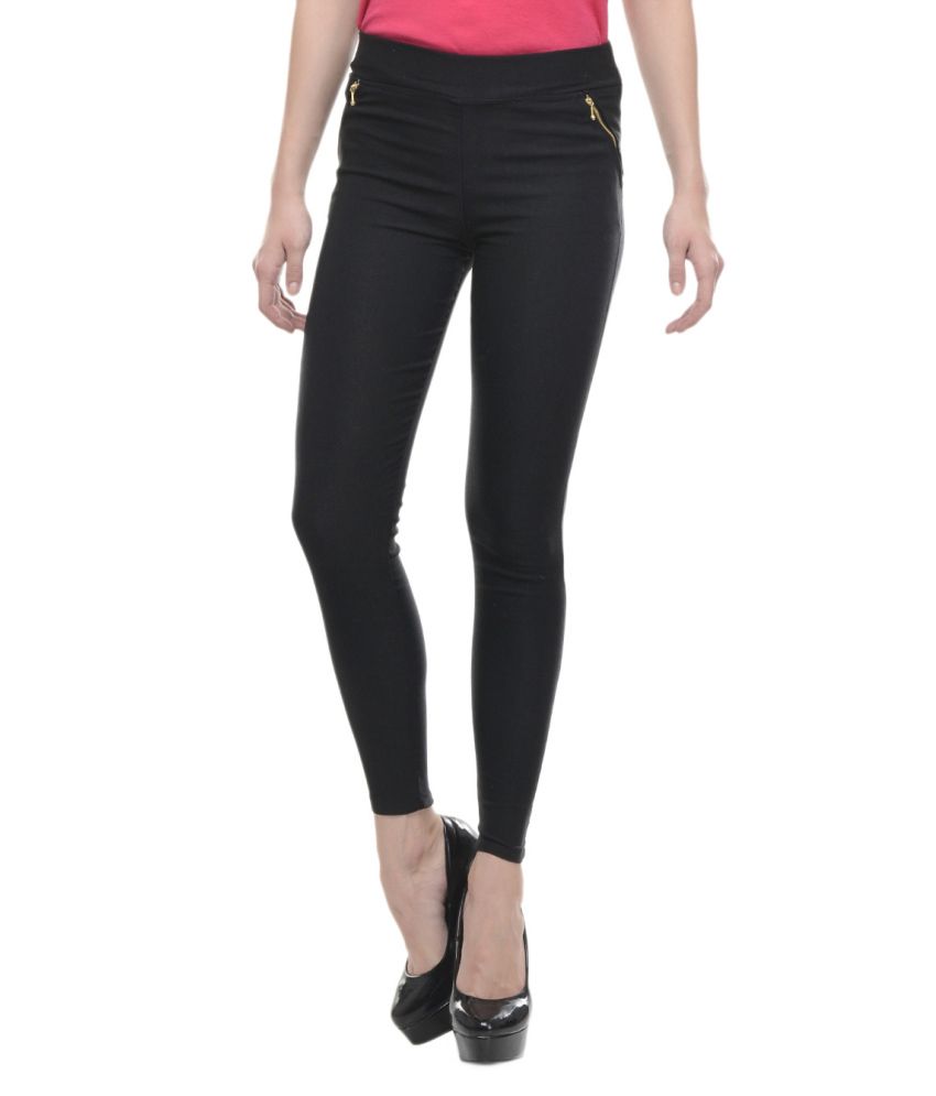black cotton jeggings