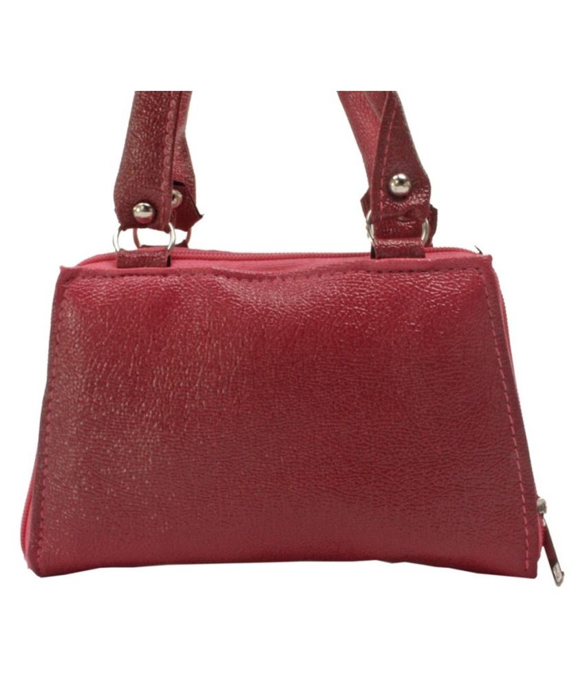 small red leather shoulder bag