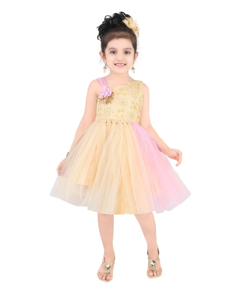 golden net frock design