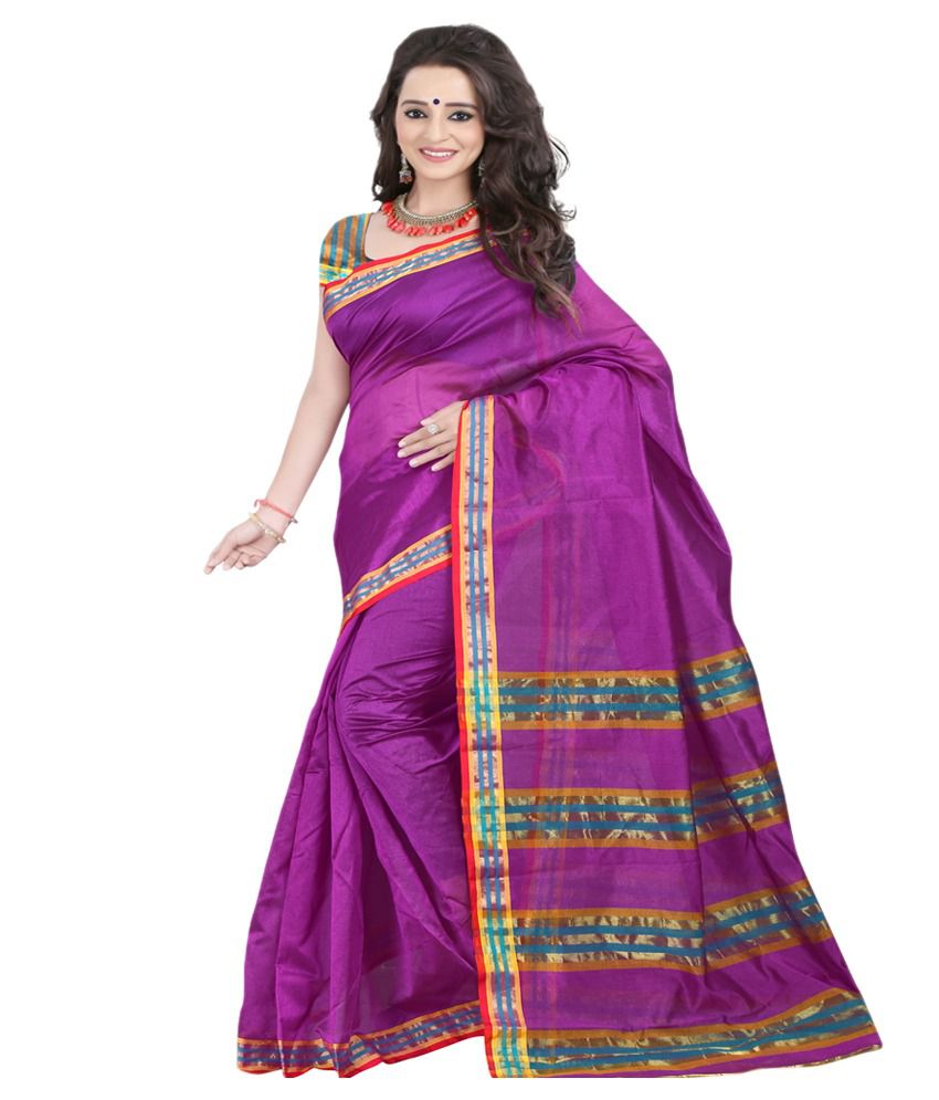 Sanju Sarees Purple Cotton Saree - Buy Sanju Sarees Purple Cotton Saree ...