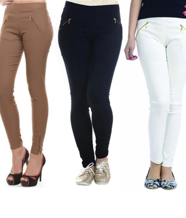 Royal Kurta White Cotton Lycra Jeggings 