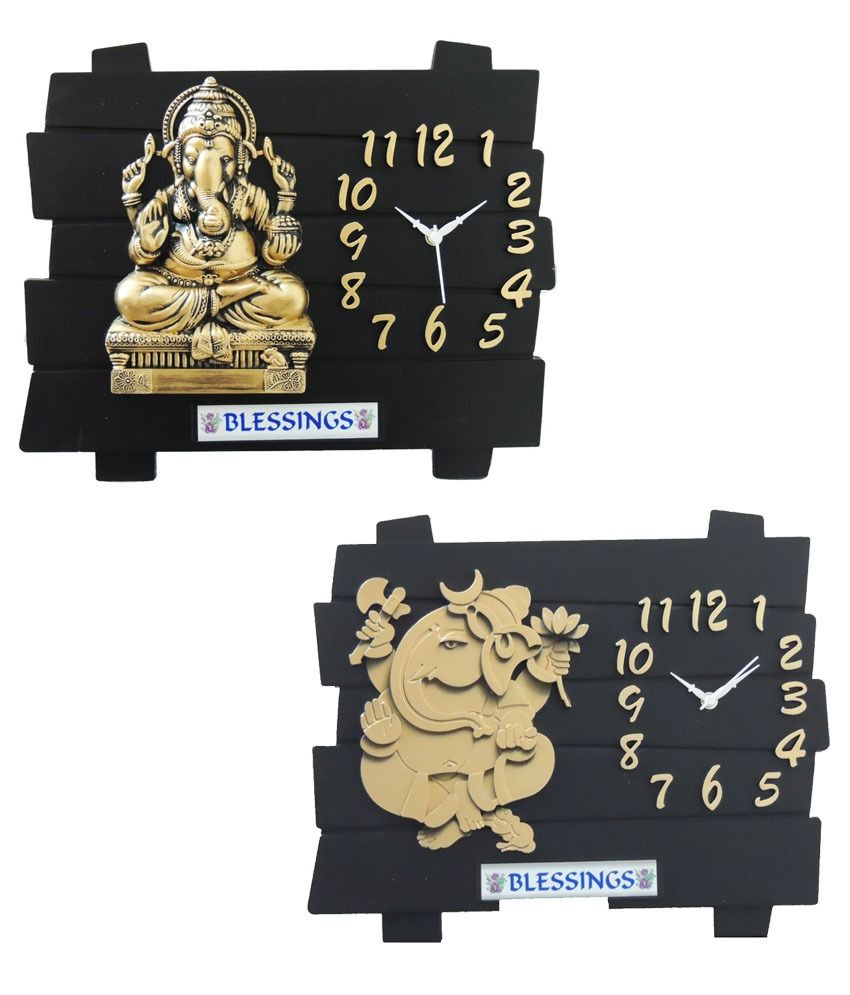 Feelings Black Cafe Club Ganesh Wall Clock Combo (Set of 2): Buy Feelings  Black Cafe Club Ganesh Wall Clock Combo (Set of 2) at Best Price in India  on Snapdeal