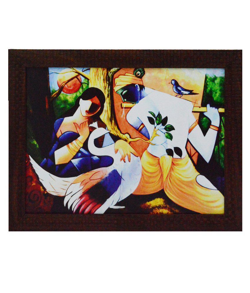     			eCraftIndia Abstract Radha Krishna Satin Matt Texture Framed UV Art Print