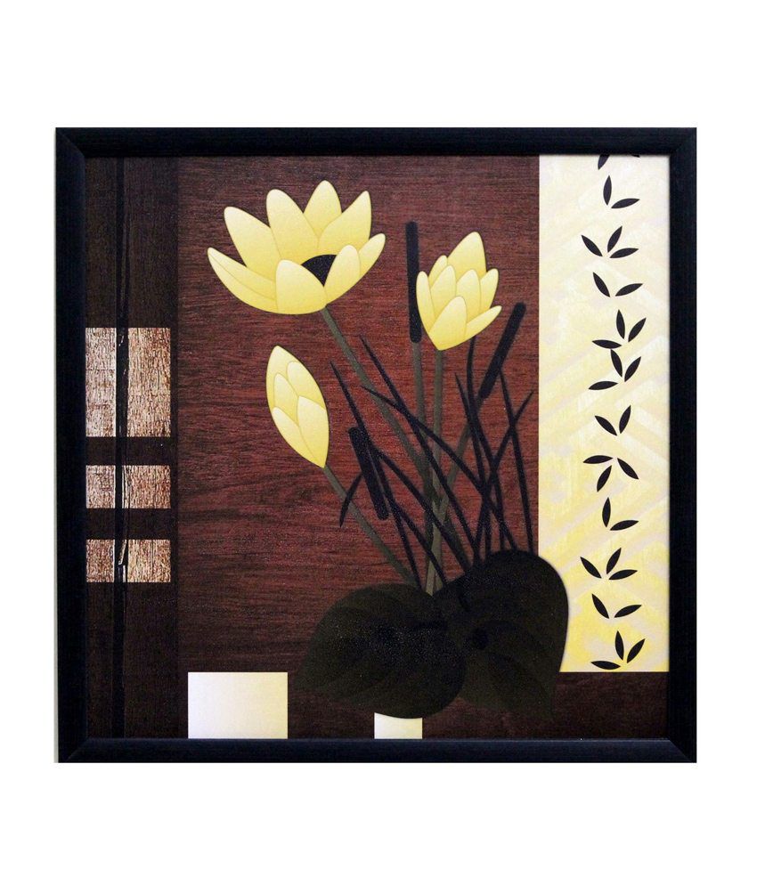     			eCraftIndia Beautiful Yellow Flower Satin Matt Texture Framed UV Art Print