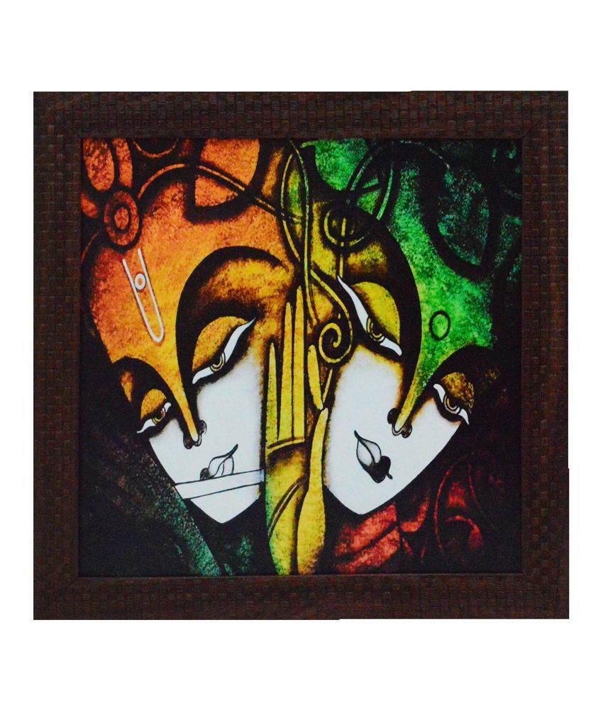     			eCraftIndia Radha Krishna Design Satin Matt Texture Framed UV Art Print