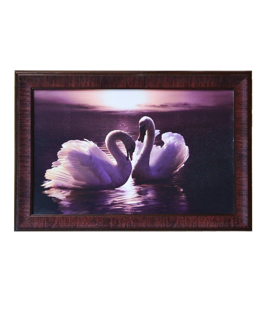     			eCraftIndia 2 Swans Design Satin Matt Texture UV Art Painting