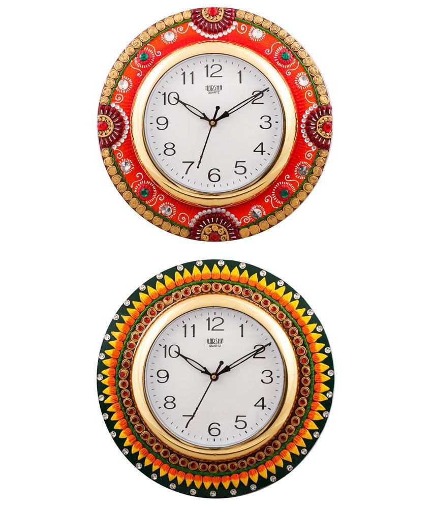     			eCraftIndia Red & Yellow Wall Clock Combo (Buy 1 Get 1)