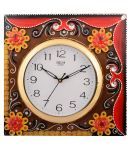 Ecraftindia Brown and Yellow Wooden Wall Clock