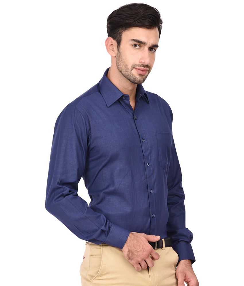 Copperline Navy Blue Solid Formal Shirt for Men - Buy Copperline Navy ...